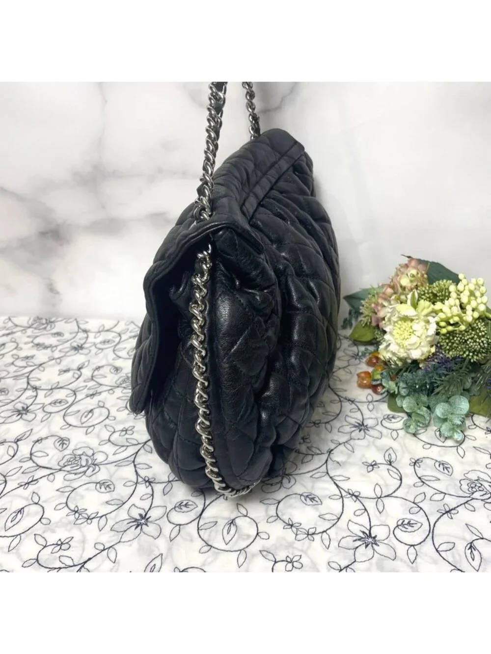 Chanel Chain Around Double Flap Bag Quilted Black